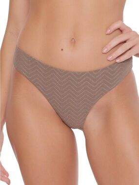 NWT- Trina Turk 'Empire' French-Cut Bikini Bottom, Sandstone/Metallic